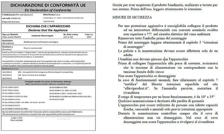 Dichiarazione Conformità UE Dichiarazione Conformità UE